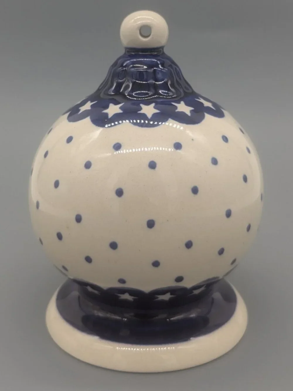 Polish Pottery Boleslawiec Hot Air Balloon Christmas Ornament Dots Stars